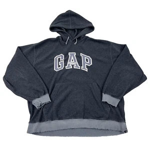 Vintage Gap Hoodie Men Large Gray Atletic Fleece Distressed Thrashed Grunge 90s - Picture 1 of 19