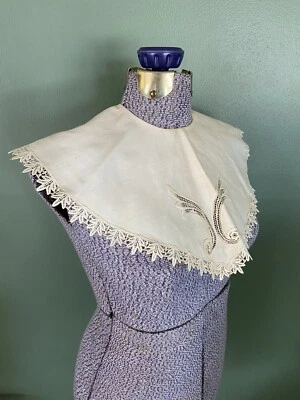 Vestido Vintage Cuello Encaje Etiqueta Unión Años 50’s 100% Algodón Botón Cottage Core Foto 1 de 4