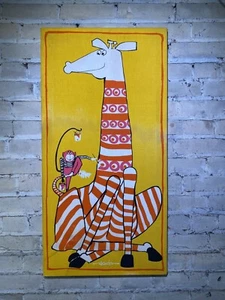 RARE WAMSUTTA SCUDA Bob Van Allen Mid Century Modern Canvas Art Giraffe&Monkey  - Picture 1 of 6