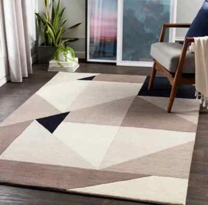 Geometric Pattern Area Rugs Wool Hand Tufted 100% Wool Modern Carpet Bedroom - Imagen 1 de 5