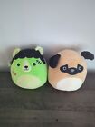 Lotx2 Squishmallows Mini 5 Inch Prince The Pug And Len The Frankenstein Plush