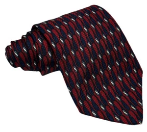 KETCH Mens Red Geometric Silk Tie Necktie USA Made Tear Drop Pattern Vintage - Picture 1 of 9