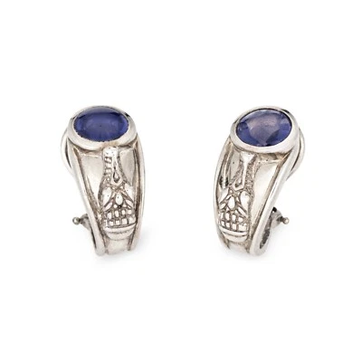 1999 Kieselstein Cord Alligator Earrings Vintage Sterling Silver Iolite Clip On  - Image 1 of 4