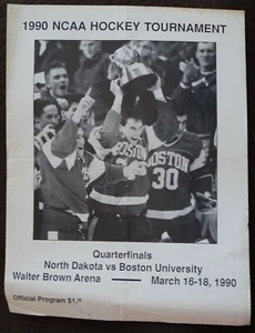 1990 NCAA Hockey Tournament Quarterfinal Program NORTH DAKOTA  Boston University - Picture 1 of 3
