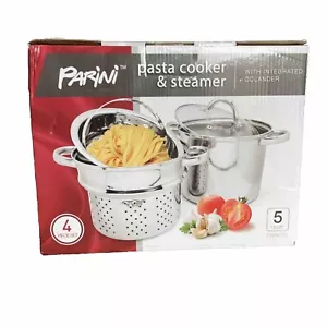 Parini Nudelkocher & Dampfgarer mit integriertem Sieb 4 Stück, 5 Quart NEU - Bild 1 von 3