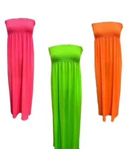 Trägerloses Damen Maxikleid - transparentes Bandeau Boob Tube Top, langes Sommerkleid - Bild 1 von 5