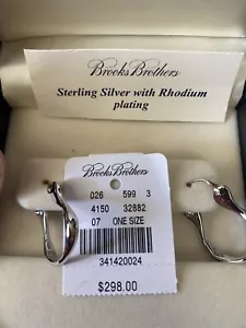 Brooks Brothers Sterling Silver with Rhodium Plating Hoop Earrings - Picture 1 of 5