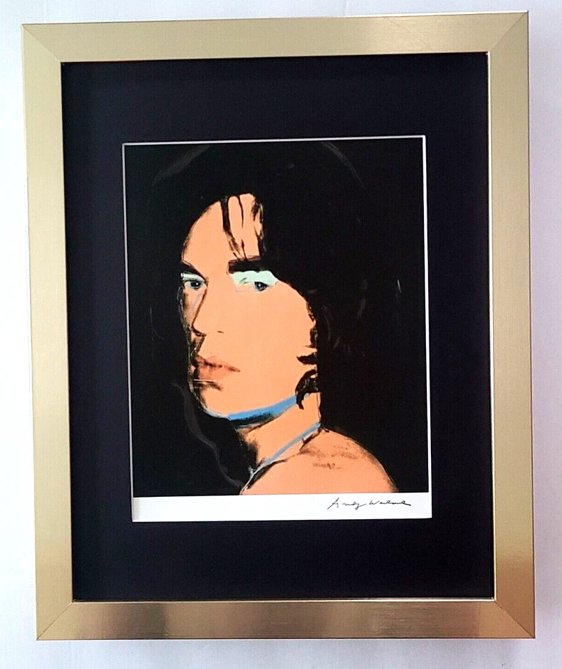 ANDY WARHOL + GORGEOUS 1980's SIGNED + MICK JAGGER + PRINT MATTED & FRAMED - Image 1 of 4