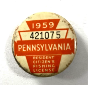 1959 Pa Pennsylvania ANGELLIZENZ Pin Pinback Abzeichen - Bild 1 von 2