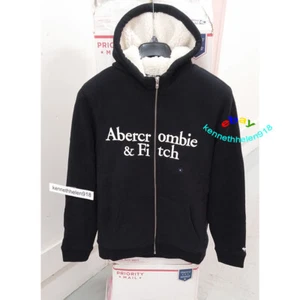 ABERCROMBIE & FITCH SHERPA GEFÜTTERT FULL ZIP LOGO HOODIE SWEATSHIRTS HERREN GRÖSSE M - Bild 1 von 12