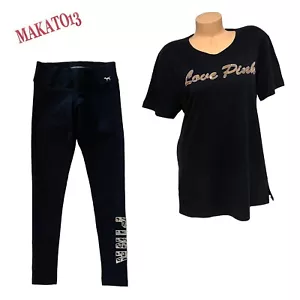 Victoria’s Secret ROSA EXTRA SMALL Bling Tshirt T-shirt & Bling Set Leggings Cotone - Foto 1 di 9