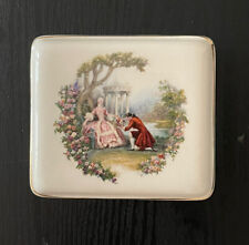 Vintage Lord Nelson Pottery Trinket Box And Lid Decorated With Romantic Couple.