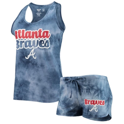 Women's Concepts Sport Navy Atlanta Braves Billboard Racerback Tank Top & Shorts Cover