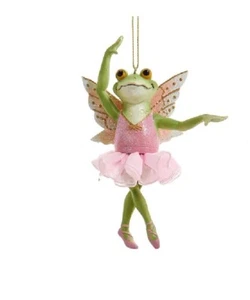 Kurt Adler Shiny Pink Frog Ballerina Christmas Ornament E0924 Whimsical Style B - Picture 1 of 1