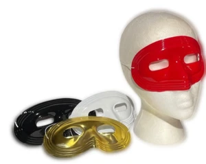 8 DOMINO HALF FACE EYE MASKS 2 Set Masquerade Clown Costume Red Gold Black White - Picture 1 of 20