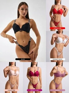 Victoria's Secret Shine Strap - MULTI BRA + BRIEF SET - Classic LACE lingerie - Picture 1 of 30