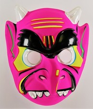 Vintage Devil Demon Halloween Mask 80's 90's Toppstone Pink Monster