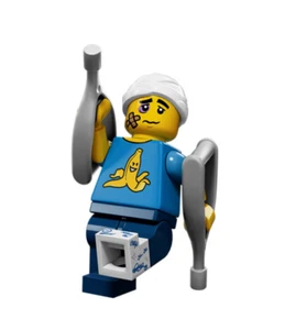 Lego Series 15 Clumsy Guy Minifigure with Bandaged Head and Crutches - Picture 1 of 1