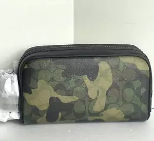 Coach Small Travel Kit Camo Print CM034 Signature Canvas Dopp Bag Toiletry Green - Picture 1 of 9