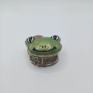  Enamel Frog on Hinged Trinket Box - Picture 1 of 9