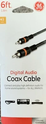 GE - Digital Audio Coax Cable - 6 Foot — 第 1/2 张图片