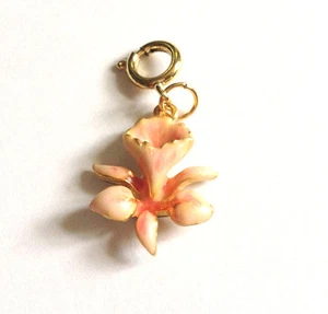 Joan Rivers rosa Pfirsich Orchidee Blume Charm Gold Overlay - Bild 1 von 3