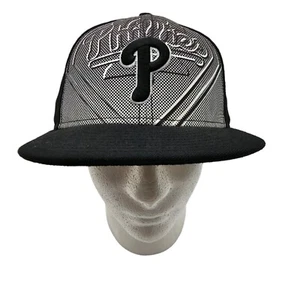 Philadelphia Phillies Big Logo Hat 7 5/8 New Era 5950 Black MLB Fitted Cap - Picture 1 of 11