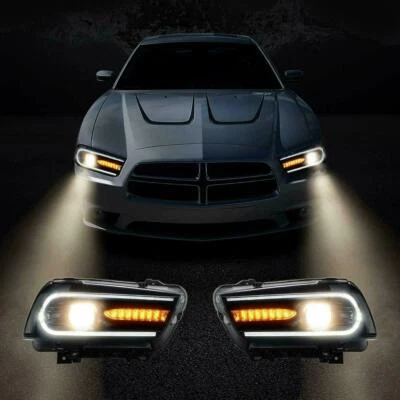 2*VLAND LED Headlights For 2011-14 Dodge Charger Sequential Indicator Projector - Image 1 of 4