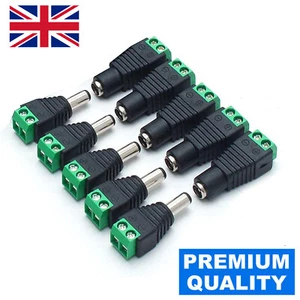 10 x 12V DC MALE FEMALE POWER CONNECTOR ADAPTER SOCKET JACK PLUG FOR CCTV CABLES - Picture 1 of 3