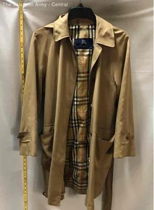 Burberry London Womens Khaki Long Sleeve Hooded Belted Trench Coat Size Medium - Picture 1 of 6