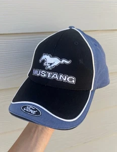 Ford Mustang Denim Blue Black Strapback Hat - Picture 1 of 9