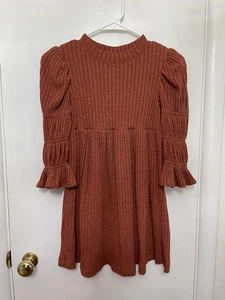 Bonnie Jean Girls Size 10 Ribbed Burt Orange Fall Ruffled Sleeved Dress Kids - Picture 1 of 7