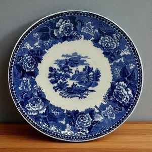 Antike Wedgwood Etruria Barlaston Landschaft Blau Untertasse Made in England - Bild 1 von 9