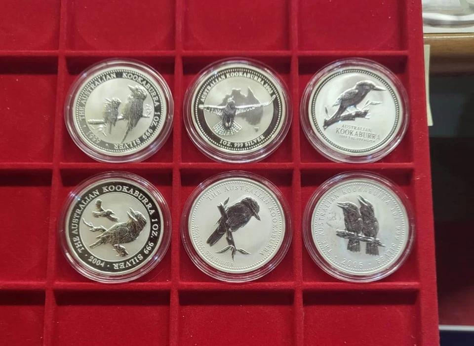 sofiape74 LOTE KOOKABURRA 1999/2002/2003/2004/2005/2006 1 onza de plata - Immagine 1 di 1