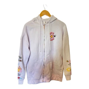 Orange Kinder Jacke mit Reißverschluss und inspirierender Schrift & Zeichnungen Gr. L (Flecken) - Bild 1 von 9