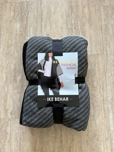 Ike Behar Ladies Reversible Fashion Wrap High Pile Fleece Gray/Black, One Size - Picture 1 of 7