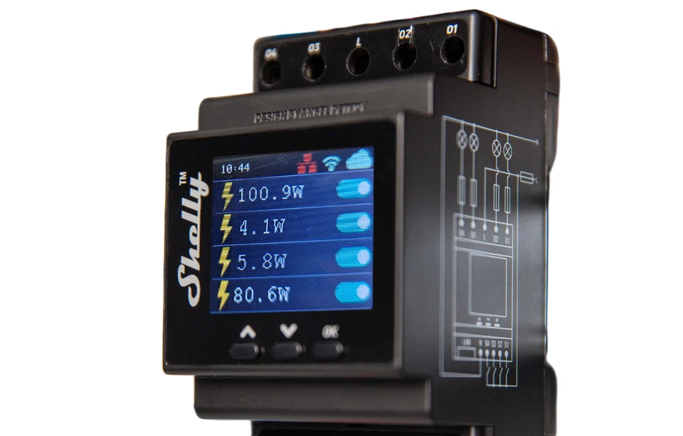 Shelly Pro 4PM  4-channel DIN rail smart switch with power metering - Image 1 of 1