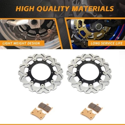2 Front Brake Rotors+Pads For Yamaha FJR1300 2003 2004 YZF600R 96-07 Thunder Cat Foto 1 de 4