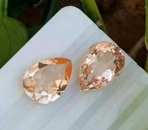 Par de piedras preciosas sueltas certificadas natural de 24,65 quilates Padparadscha zafiro pera cortada - Imagen 1 de 7