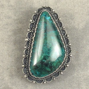 VINTAGE ISRAEL MALACHITE  .925 STERLING PENDANT BROOCH 9.8 Grams - Picture 1 of 4