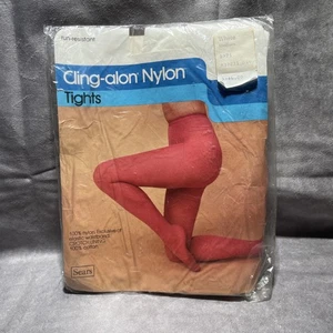 Vintage Sears Roebuck Cling-alon Over The Knee Stockings White Size Medium - Picture 1 of 6