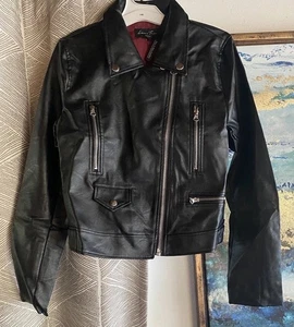 Love Tree  Womens Black Faux Leather Moto Jacket  Sz Small NEW - Picture 1 of 12