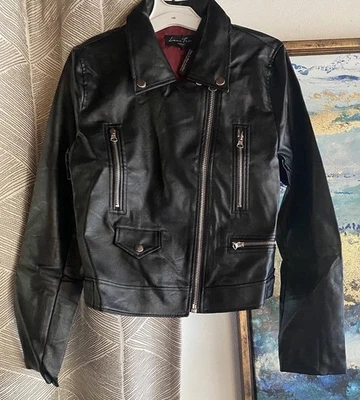 Love Tree  Womens Black Faux Leather Moto Jacket  Sz Small NEW - Image 1 of 4