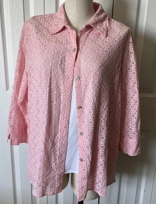 Blusa y camiseta sin mangas de encaje ALFRED DUNNER Twinset para mujer talla 18 (3) Foto 1 de 4