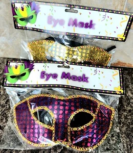 2 Pcs Couple Masquerade Mask Set Women & Men Venetian Costume Mardi Gras Purple - Picture 1 of 7