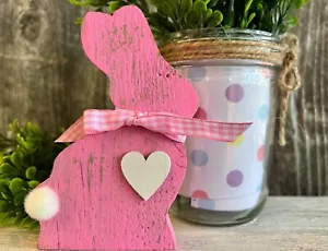 Easter BUNNY Tiered Tray Decor Rustic Wood Cotton Tail RABBIT Farmhouse HP - Picture 1 of 8