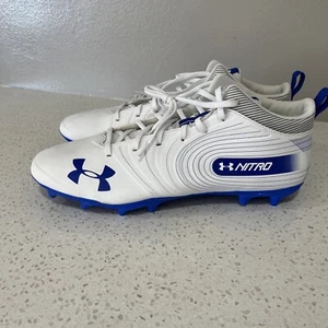 Under Armour Nitro MID MC Football Cleats White Blue White Mens Size 16 - Picture 1 of 16
