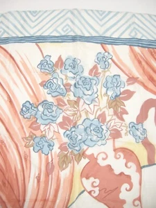 Bufanda artística Sheri Roese Baar & Beards mezcla de seda rosa pastel azul floral 20" Japón - Imagen 1 de 6