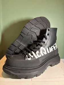 Alexander McQueen Tread Slick Boot Graffiti Logo - Black Size 45/12US - Picture 1 of 9