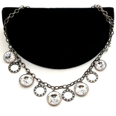 Swarovski Touchstone кристалл нагрудник ожерелье полный качели окисленное серебро - Изображение 1 из 4